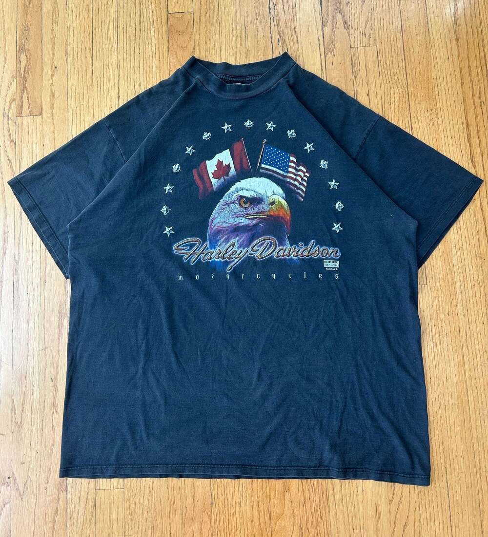 Vintage Harley-Davidson Thunder Road Windsor Ontario Canada Eagle T-Shirt XXL